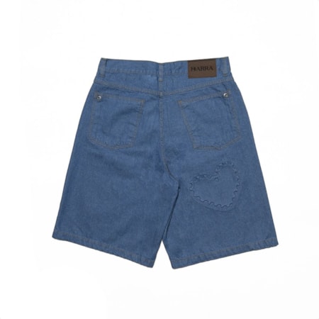 Bermuda Barra Crew Jeans Coracao B Azul