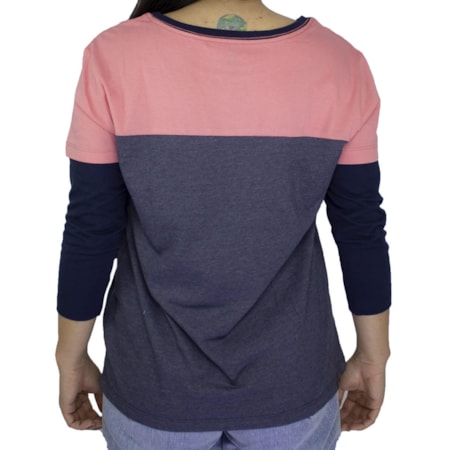 Blusinha Element Tricolor Manga Longa Rosa Azul