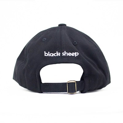 Boné Black Sheep Aba Curva Couro Quadrado Preto