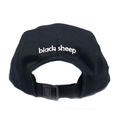 Boné Five Panel Black Sheep Ovelha Face Escrita Emborrachado Preto