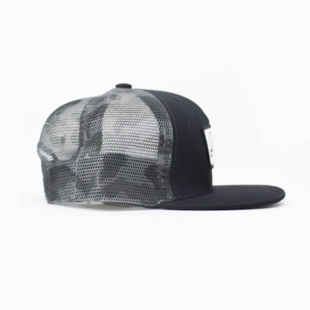 Bone Grizzly Cursive Trucker Black