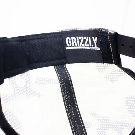 Bone Grizzly Cursive Trucker Black