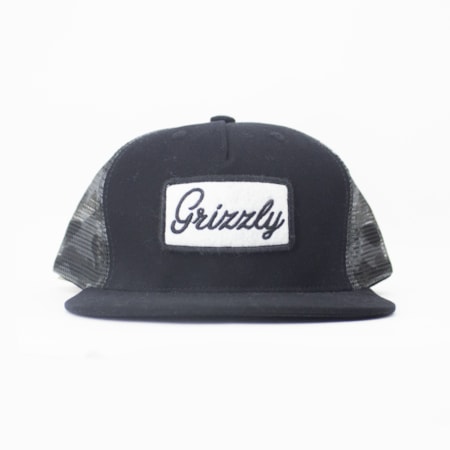 Bone Grizzly Cursive Trucker Black