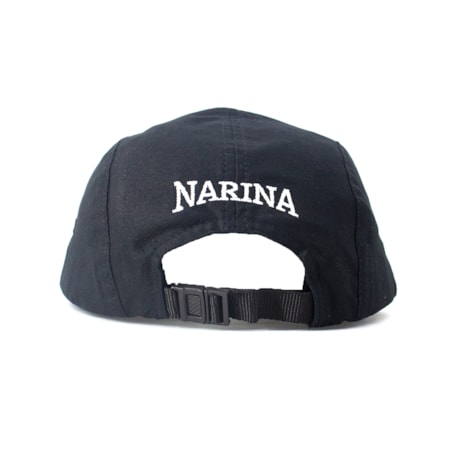 Bone Narina Five Panel Logo Couro Preto
