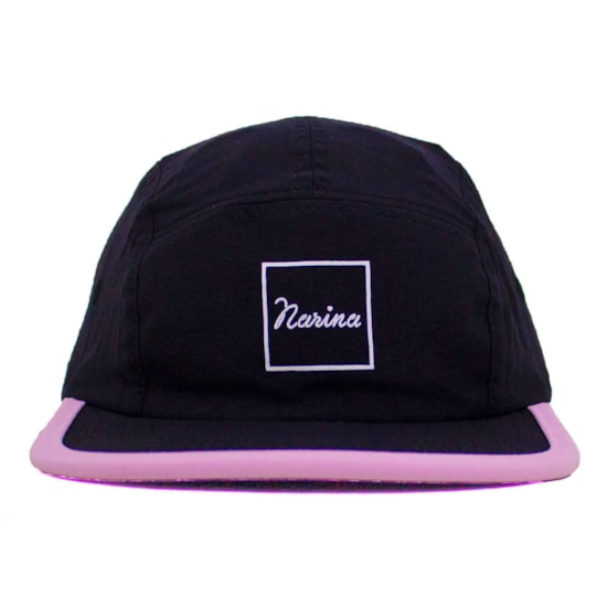 Boné Narina Five Panel Signature Preto Rosa