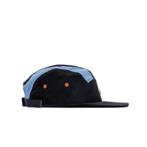Boné Ous 5 Panel Phibo Listrado Preto Azul Laranja
