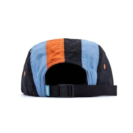 Boné Ous 5 Panel Phibo Listrado Preto Azul Laranja