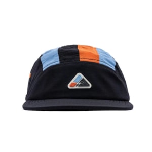 Boné Ous 5 Panel Phibo Listrado Preto Azul Laranja
