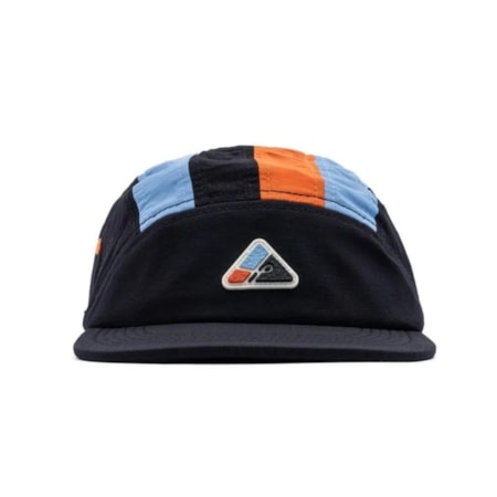 Boné Ous 5 Panel Phibo Listrado Preto Azul Laranja