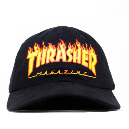 Boné Thrasher Dad Hat Flame Aba Curva Preto