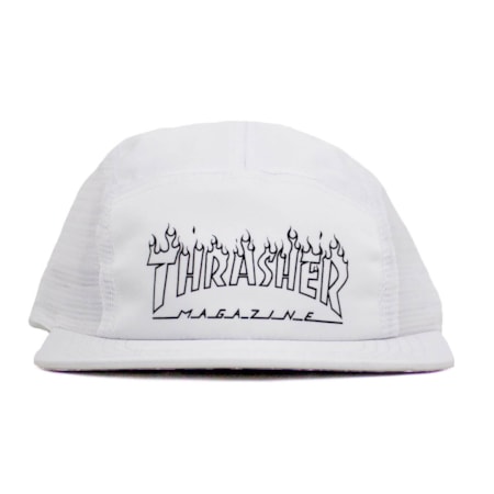 Boné Thrasher Magazine Five Panel Flame Branco