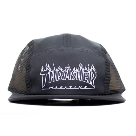 Boné Thrasher Magazine Five Panel Flame outlined preto