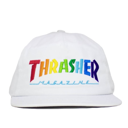 Boné Thrasher Snapback Rainbow Branco