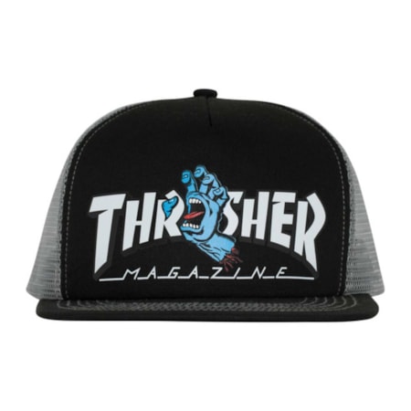 Boné Thrasher x Santa Cruz Trucker Black