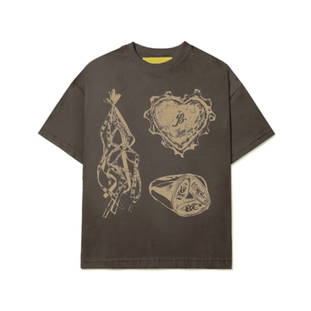 Camiseta  Barra Crew Iconografia Estonada Marrom