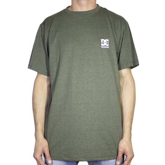 Camiseta Dc Shoes Basic Logo Preto Verde Militar