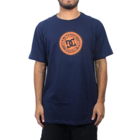 Camiseta Dc Shoes Circle Star Azul Marinho Laranja