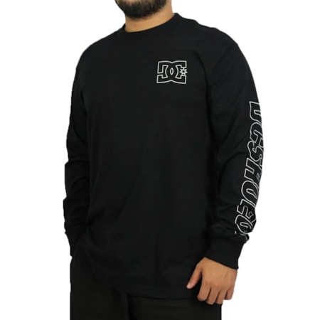 Camiseta Dc Shoes Manga Longa Outline Preto