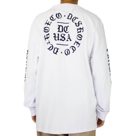 Camiseta Dc Shoes Old School Manga Longa Branco