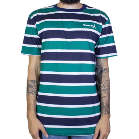 Camiseta Diamond Mini Og Script Striped Navy B19dmtf004