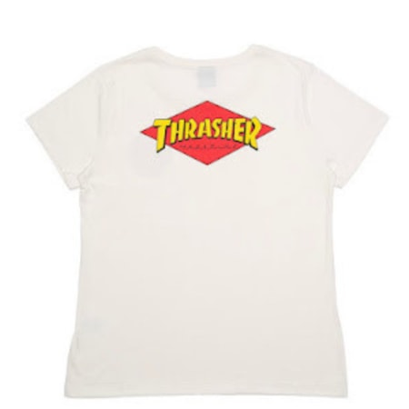 Camiseta Feminina Thrasher x Santa Cruz Diamond Dot Branca