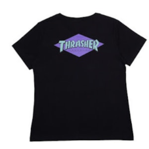 Camiseta Feminina Thrasher x Santa Cruz Diamond Dot Preta