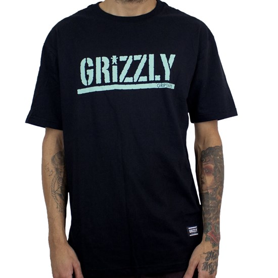 Camiseta Grizzly Stamped Gma1901p14 Black Celedon