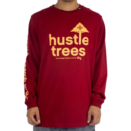 Camiseta Lrg Manga Longa Hustle Trees Vermelho