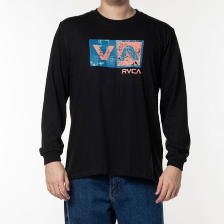 Camiseta Manga Longa Rvca Balance Box Preto