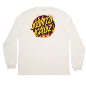 Camiseta Manga Longa Thrasher x Santa Cruz Flame Dot Branca