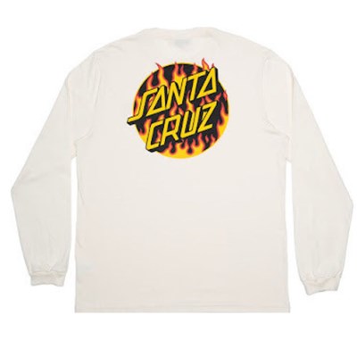 Camiseta Manga Longa Thrasher x Santa Cruz Flame Dot Branca