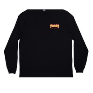 Camiseta Manga Longa Thrasher x Santa Cruz Flame Dot Preta Camiseta Manga Longa Thrasher x Santa Cruz Flame Dot Preta