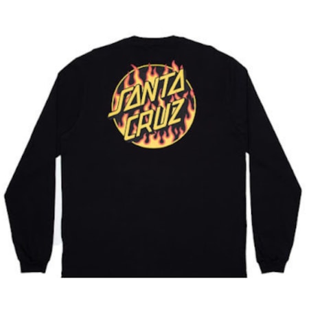 Camiseta Manga Longa Thrasher x Santa Cruz Flame Dot Preta