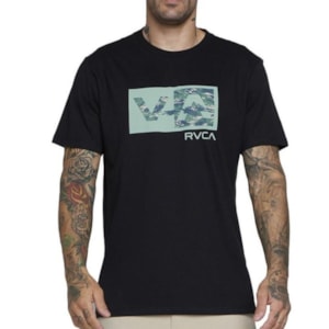 Camiseta Rvca Balance Box Military Sl Preto