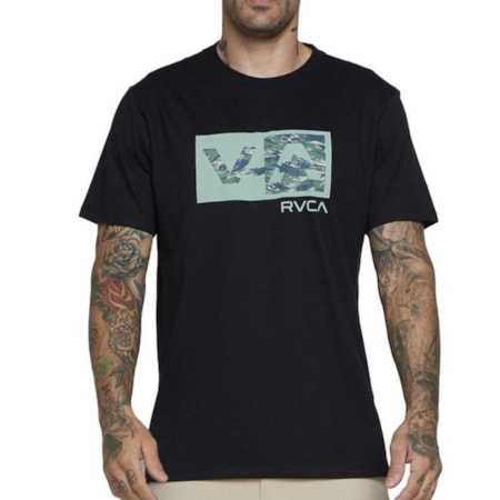 Camiseta Rvca Balance Box Military Sl Preto