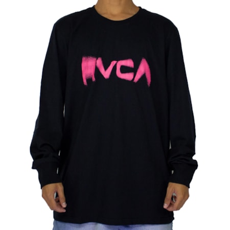 Camiseta Rvca Blurs Manga Longa Preto