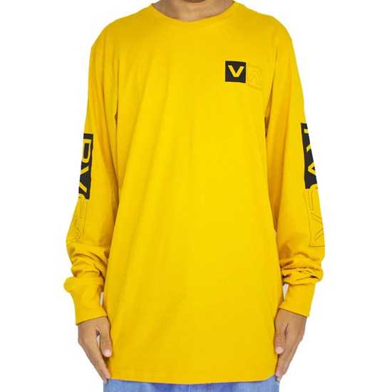 Camiseta Rvca Manga Longa Divides Amarelo