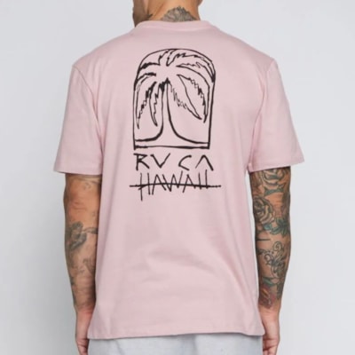 Camiseta Rvca Sketch Palm Rosa Claro