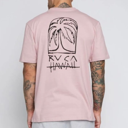 Camiseta Rvca Sketch Palm Rosa Claro