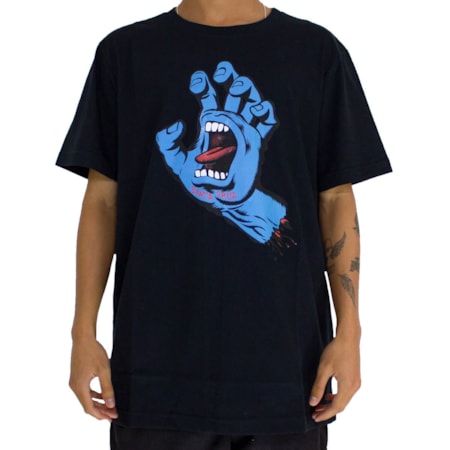 Camiseta Santa Cruz Screaming Hand Front Preto