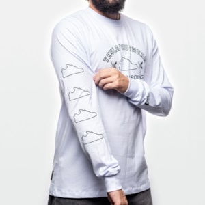 Camiseta Tesla Skate Manga Longa Manufactured Branco Camiseta Tesla Skate Manga Longa Manufactured Branco