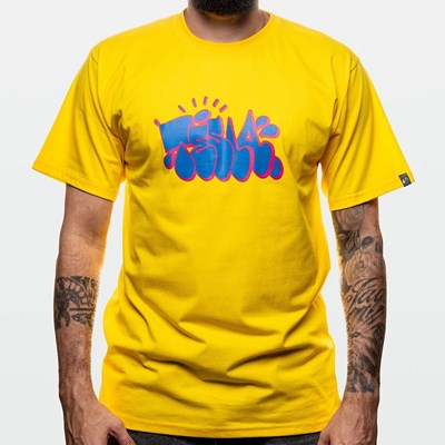 Camiseta Tesla Skate Tag Amarela