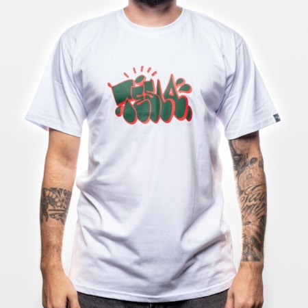 Camiseta Tesla Skate Tag Branca
