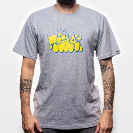 Camiseta Tesla Skate Tag Cinza