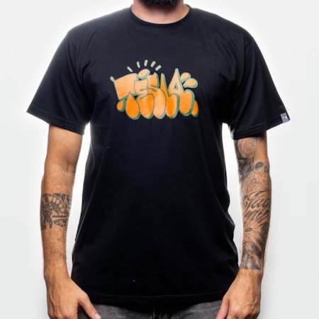 Camiseta Tesla Skate Tag Preta