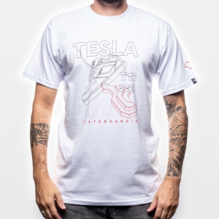 Camiseta Tesla Skate TG02 Branca