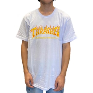 Camiseta Thrasher Fire Logo Branco