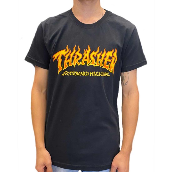 Camiseta Thrasher Fire Logo Preto