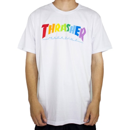 Camiseta Thrasher Rainbow Mag Branco