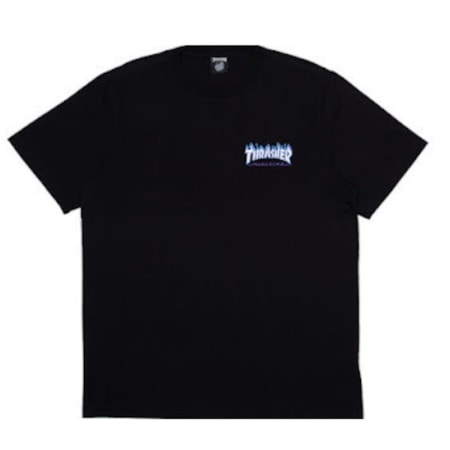 Camiseta Thrasher x Santa Cruz Flame Dot Preta